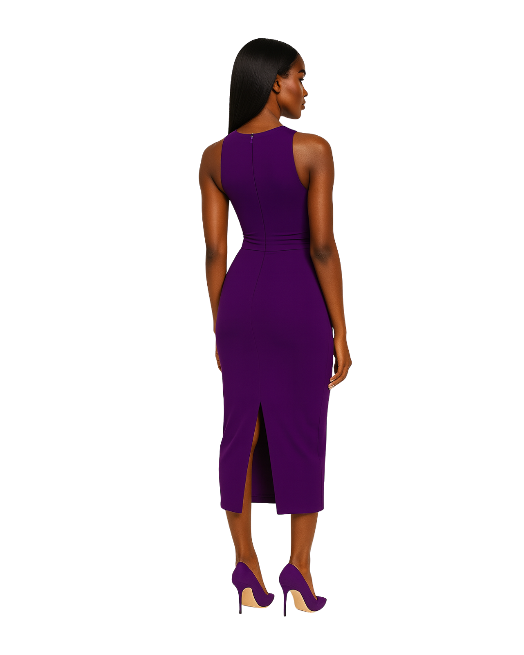 ROBE DÉBARDEUR MI LONGUE VIOLET-VERT